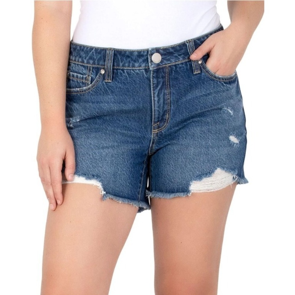 Seven7 Women's‎ 5" Fray Hem Mid Rise Comfortable Denim Weekend Short Size 8 NWT
